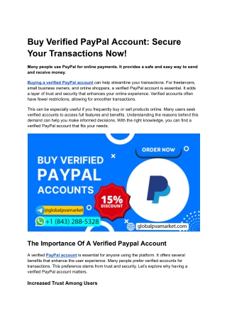 Buy Verified PayPal Account_ Secure Your Transactions Now