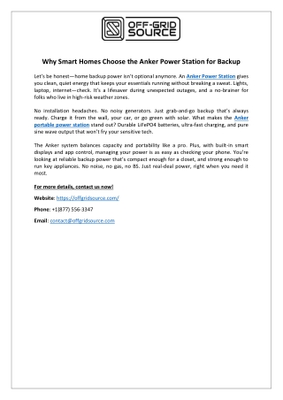 Why Smart Homes Choose the Anker Power Station for Backup