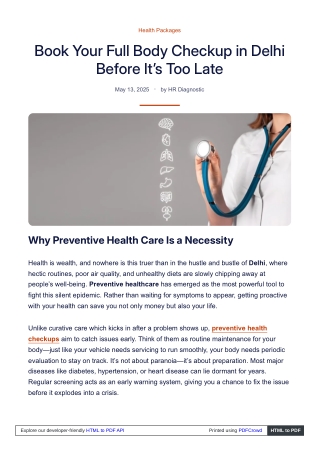 Book Your Full Body Checkup in Delhi Before It’s Too Late