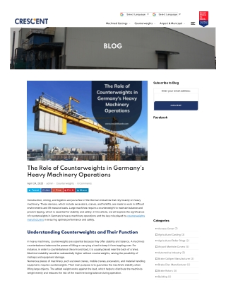 The Role of Counterweights in Germany’s Heavy Machinery Operations