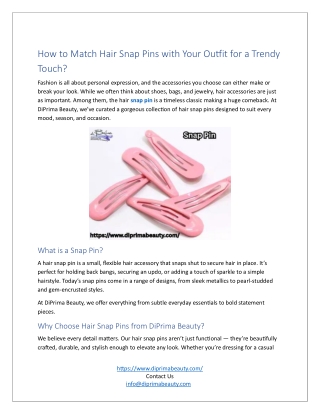 How to Match Hair Snap Pins with Your Outfit for a Trendy Touch