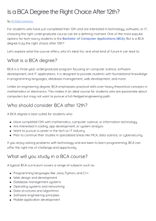 Is a BCA Degree the Right Choice After 12th