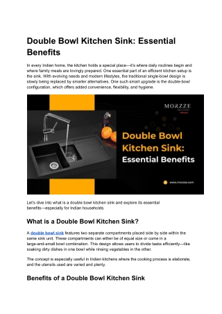 Double Bowl Kitchen Sink: Essential Benefits for Modern Kitchens