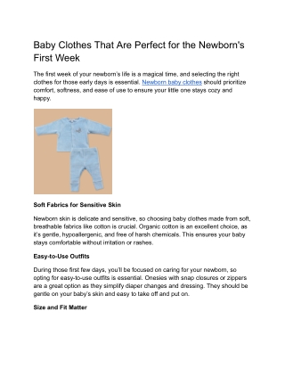 Baby Clothes That Are Perfect for the Newborn's First Week