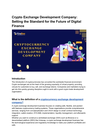 Crypto Exchange Development Company_ Setting the Standard for the Future of Digital Finance