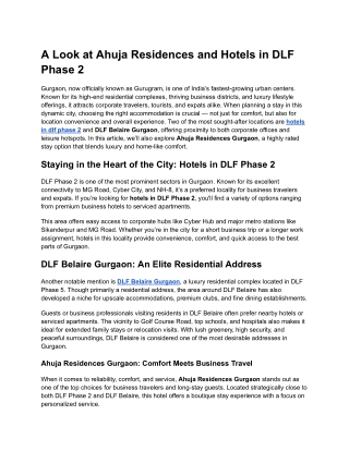 A Look at Ahuja Residences and Hotels in DLF Phase 2