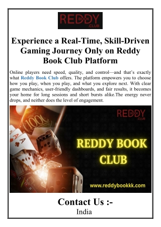 Experience a Real-Time, Skill-Driven Gaming Journey Only on Reddy Book Club Platform