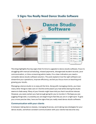 5 Signs You Really Need Dance Studio Software