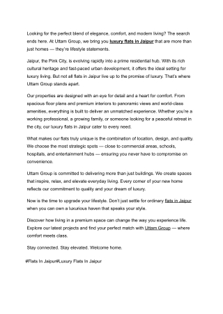 Luxury Flats in Jaipur – Explore Premium Living with Uttam Group