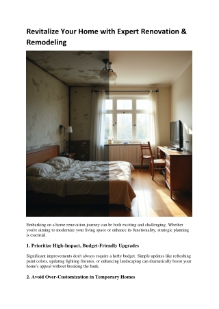 Revitalize Your Home with Expert Renovation