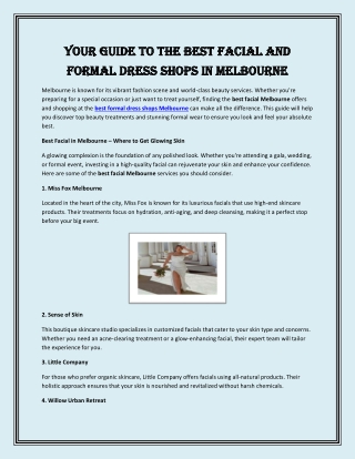Your Guide to the Best Facial and Formal Dress Shops in Melbourne