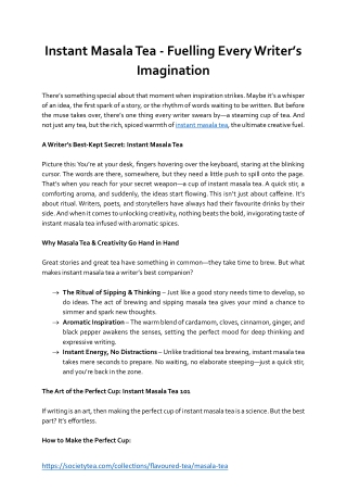 Instant Masala Tea - Fuelling Every Writer’s Imagination