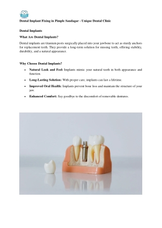 Dental Implant Fixing in Pimple Saudagar - Unique Dental Clinic