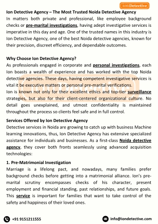 Best Noida Detective Agency | Ion Detective Agency – Trusted Investigators