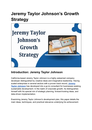 How Jeremy Taylor Johnson Builds Scalable Growth Strategies for Businesses