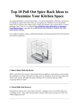 Top 10 Pull Out Spice Rack Ideas to Maximize Your Kitchen Spac