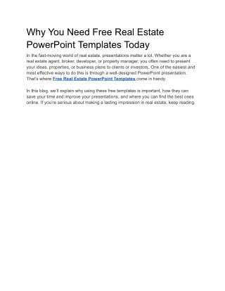 Why You Need Free Real Estate PowerPoint Templates Today