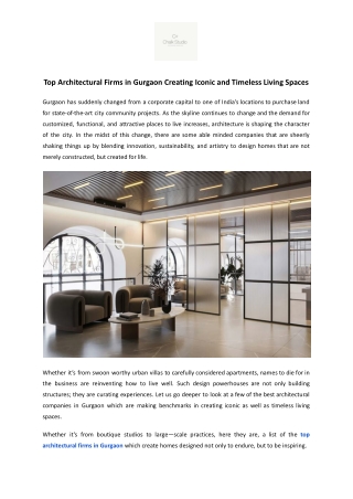 Top Architectural Firms in Gurgaon for Homes