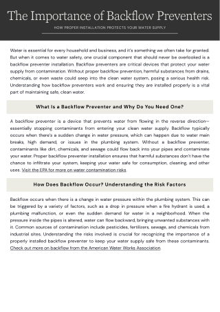 The Importance of Backflow Preventers