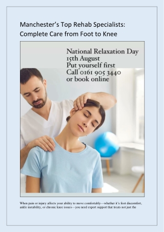 Manchester’s Top Rehab Specialists Complete Care from Foot to Knee