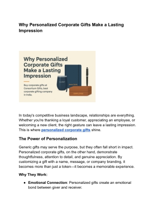 Why Personalized Corporate Gifts Make a Lasting Impression