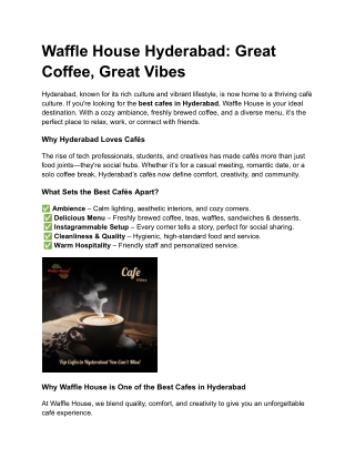 Best Cafes in Hyderabad | Cozy Coffee & Brunch Spot in Jubilee Hills