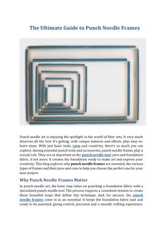 The Ultimate Guide to Punch Needle Frames