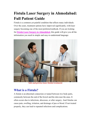 Fistula Laser Surgery in Ahmedabad Full Patient Guide