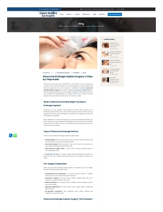 Glaucoma Drainage Implant Surgery - Clairevision Eye Care