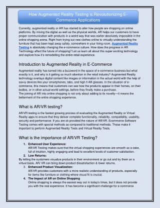 How Augmented Reality Testing is Revolutionizing E-Commerce Applications