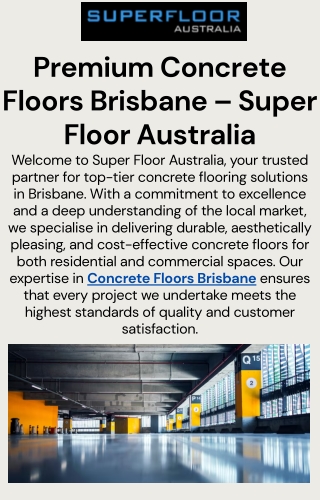 Premium Concrete Floors Brisbane – Superfloor Australia
