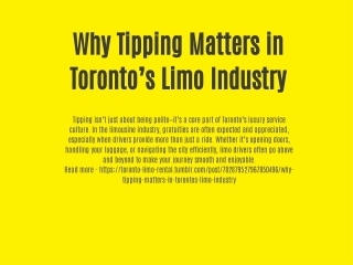 Why Tipping Matters in Toronto’s Limo Industry