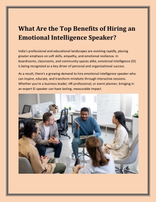 What Are the Top Benefits of Hiring an Emotional Intelligence Speaker