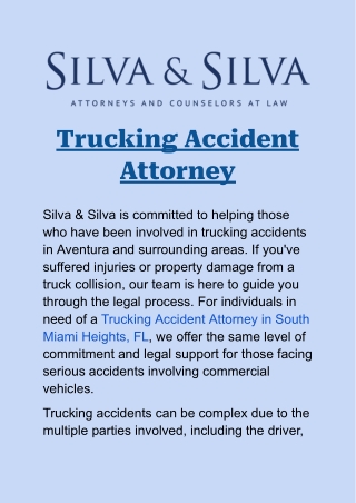Trucking Accident Attorney in Aventura, FL: Legal Support for Injury Victims
