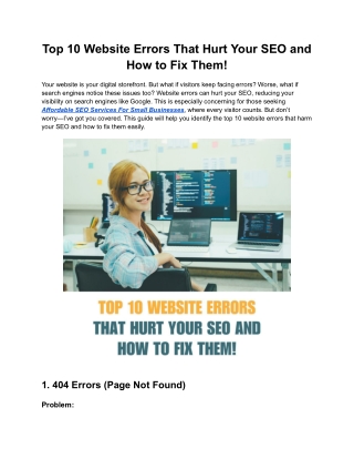 Top 10 Website Errors That Hurt Your SEO and How to Fix Them!