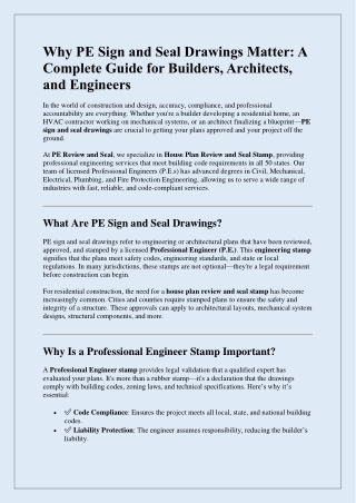 Why PE Sign and Seal Drawings Matter: A Complete Guide for Builders, Architects,