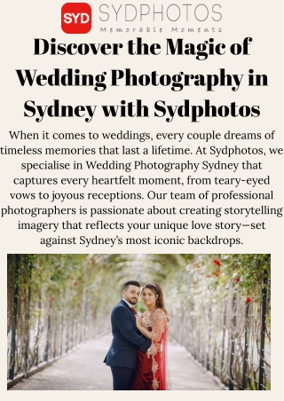 Capture Timeless Moments with Expert Wedding Photography Sydney