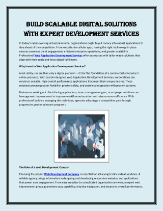 Build Scalable Digital Solutions with Expert Development Services