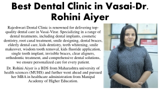 Best Dental Clinic in Vasai-Dr. Rohini Aiyer