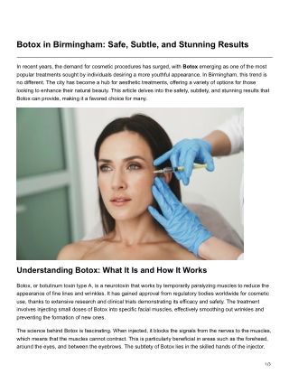 Botox in Birmingham Safe Subtle and Stunning Results