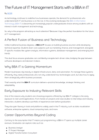 The Future of IT Management Starts with a BBA in IT