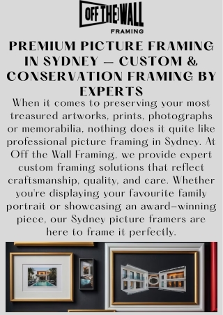 Exceptional Picture Framing in Sydney – Off The Wall Framing