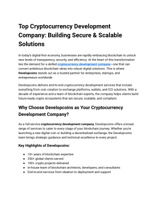 Top Cryptocurrency Development Company_ Building Secure & Scalable Solutions - 13_5_25