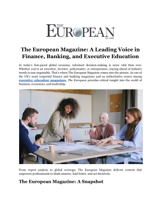 The European Magazine_ A Leading Voice in Finance, Banking, and Executive Education