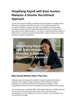 Simplifying Payroll with Brain Hunters Malaysia A Smarter Recruitment Approach