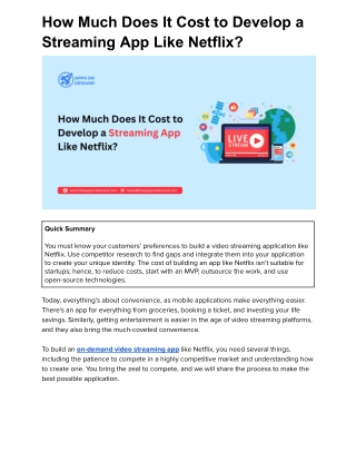 How Much Does It Cost to Develop a Streaming App Like Netflix?