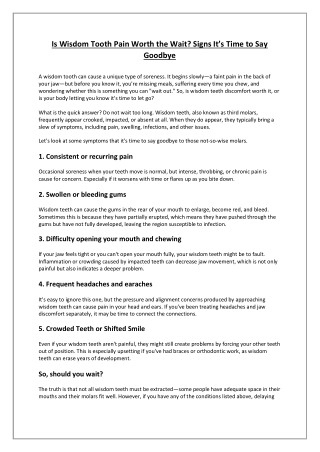 Is Wisdom Tooth Pain Worth the Wait? Signs It’s Time to Say Goodbye