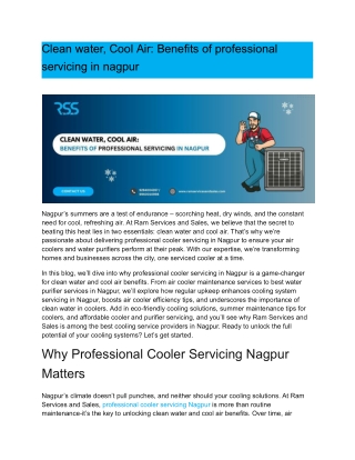 Clean water, Cool Air_ Benefits of professional servicing in nagpur
