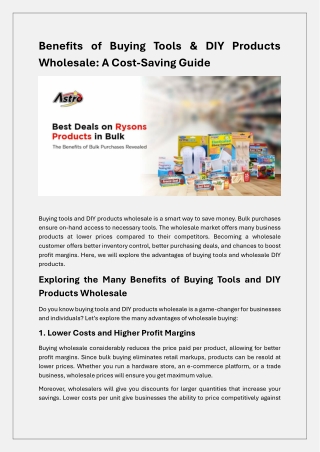 How Buying DIY Supplies in Bulk Can Transform Your Business