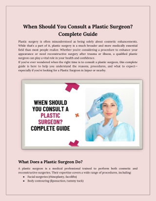 When Should You Consult a Plastic Surgeon
